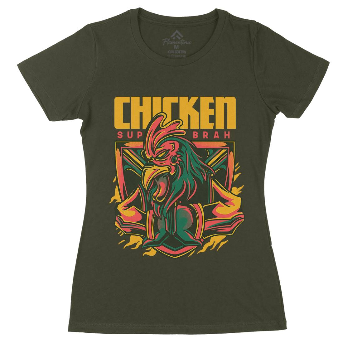Chicken Womens Organic Crew Neck T-Shirt Animals D723