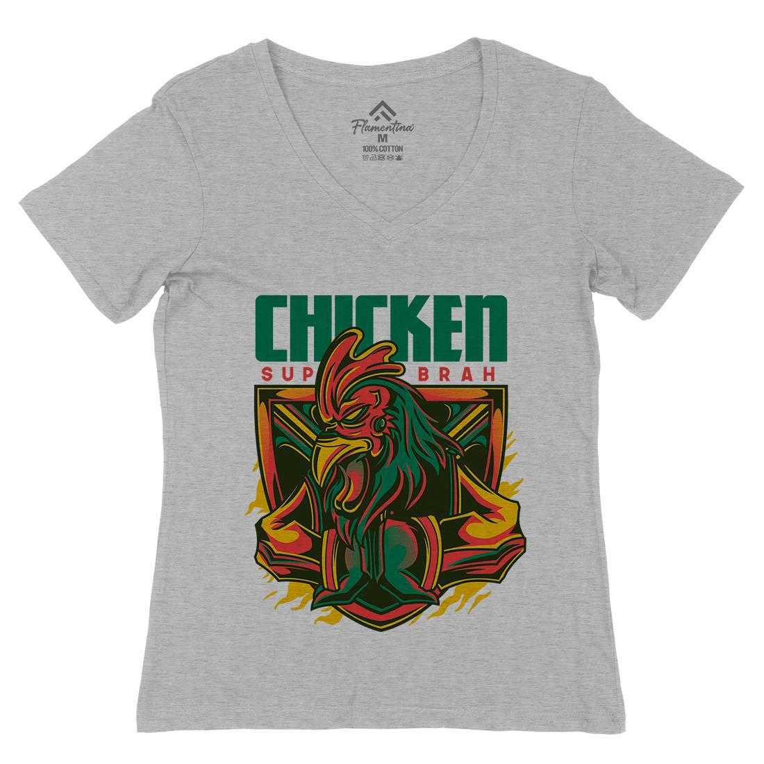 Chicken Womens Organic V-Neck T-Shirt Animals D723