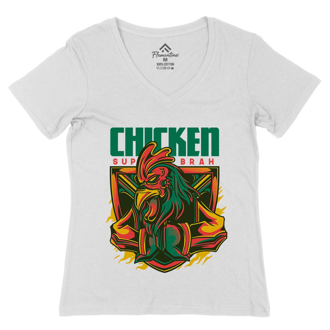 Chicken Womens Organic V-Neck T-Shirt Animals D723