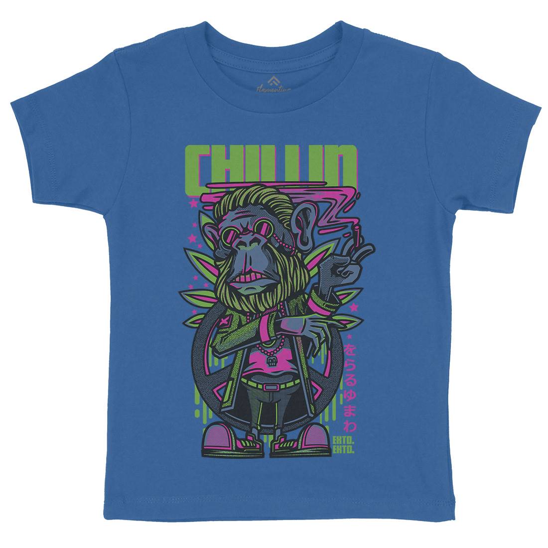 Chillin Ape Kids Organic Crew Neck T-Shirt Animals D724