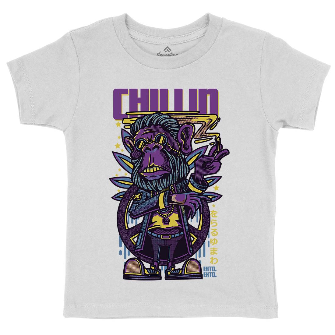 Chillin Ape Kids Organic Crew Neck T-Shirt Animals D724
