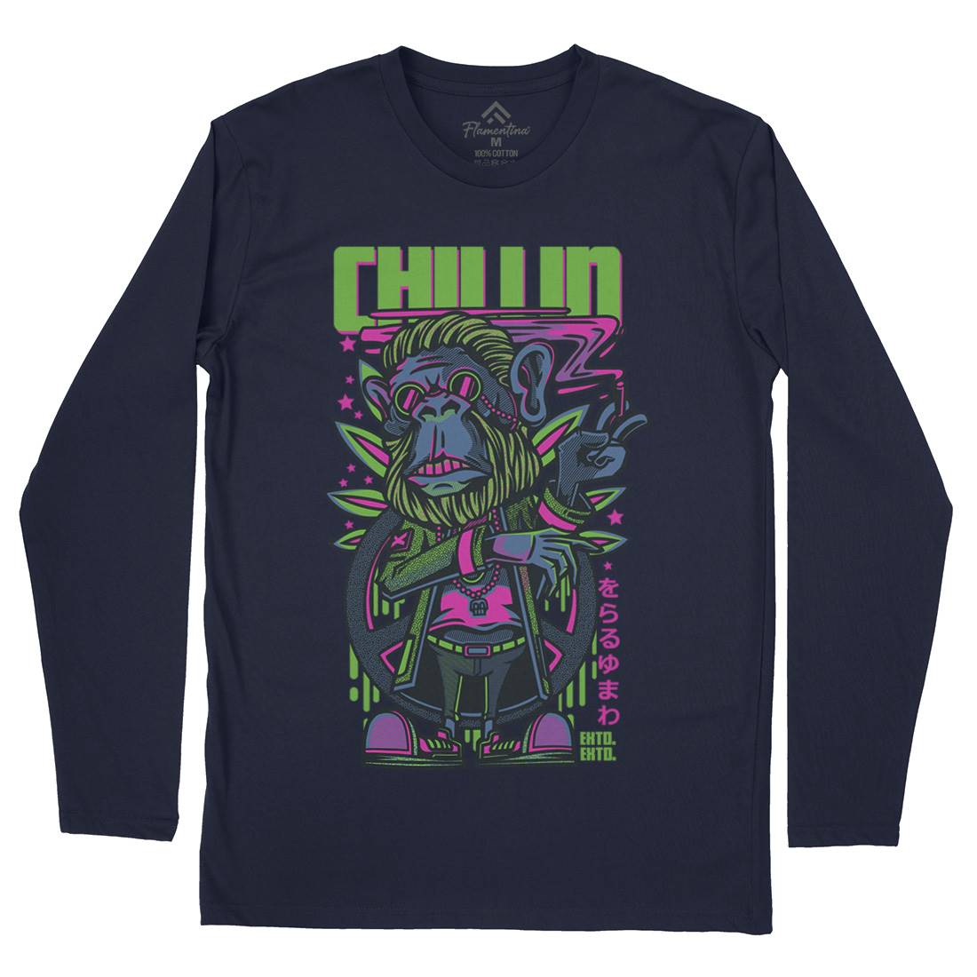 Chillin Ape Mens Long Sleeve T-Shirt Animals D724