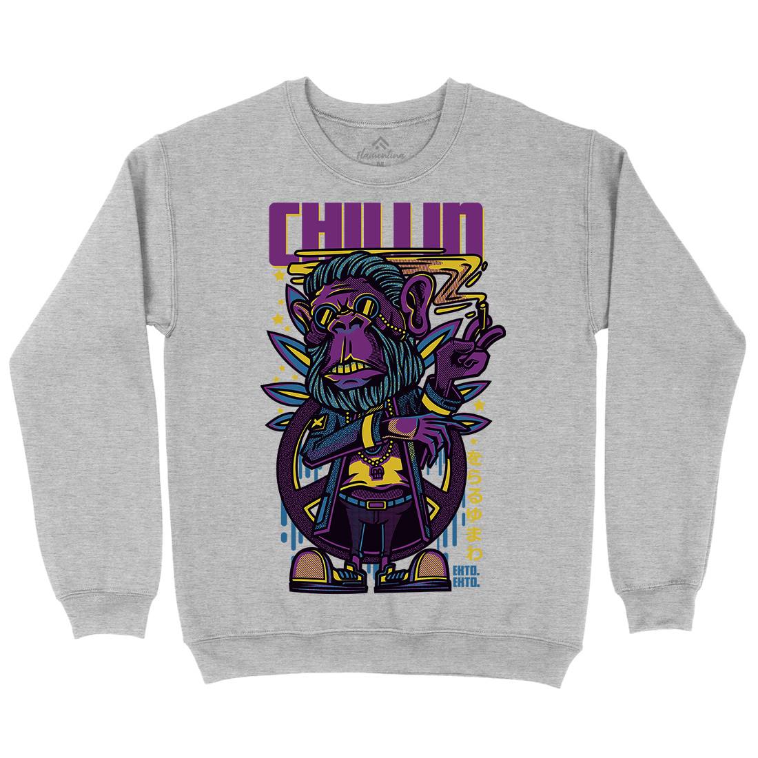 Chillin Ape Mens Crew Neck Sweatshirt Animals D724