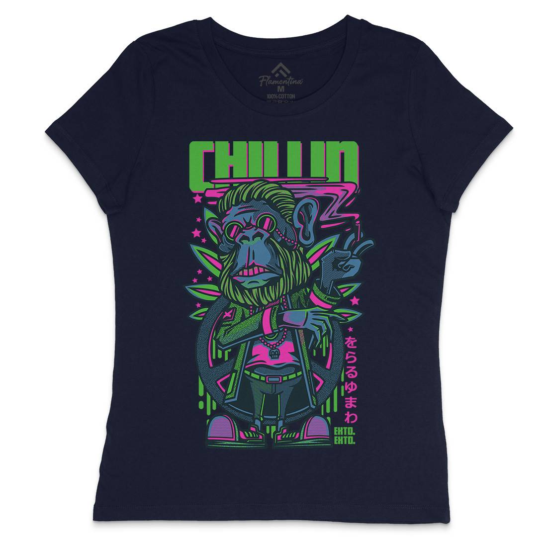 Chillin Ape Womens Crew Neck T-Shirt Animals D724