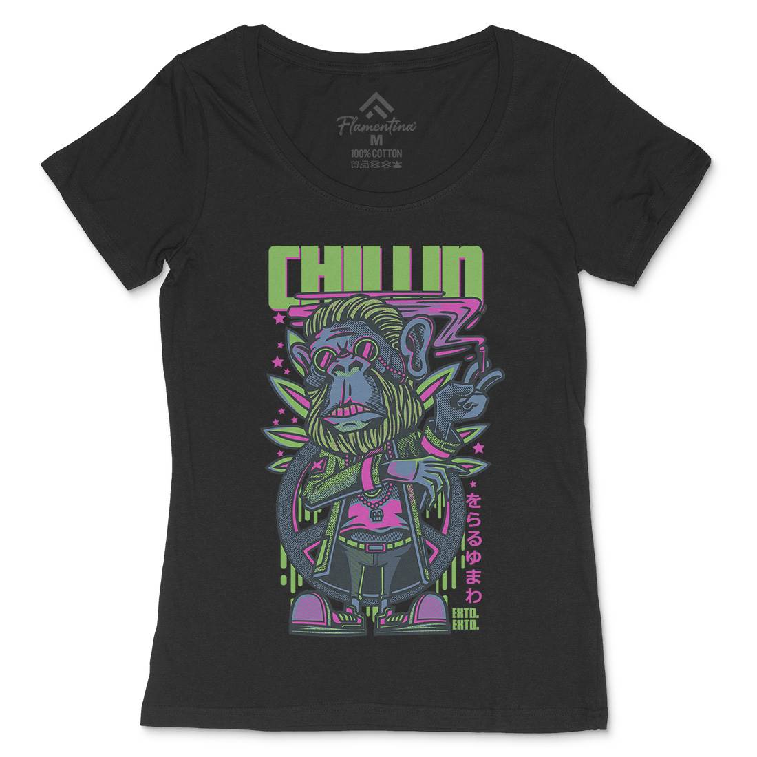 Chillin Ape Womens Scoop Neck T-Shirt Animals D724