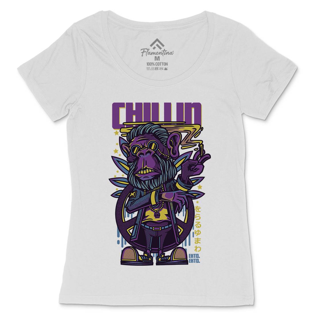 Chillin Ape Womens Scoop Neck T-Shirt Animals D724