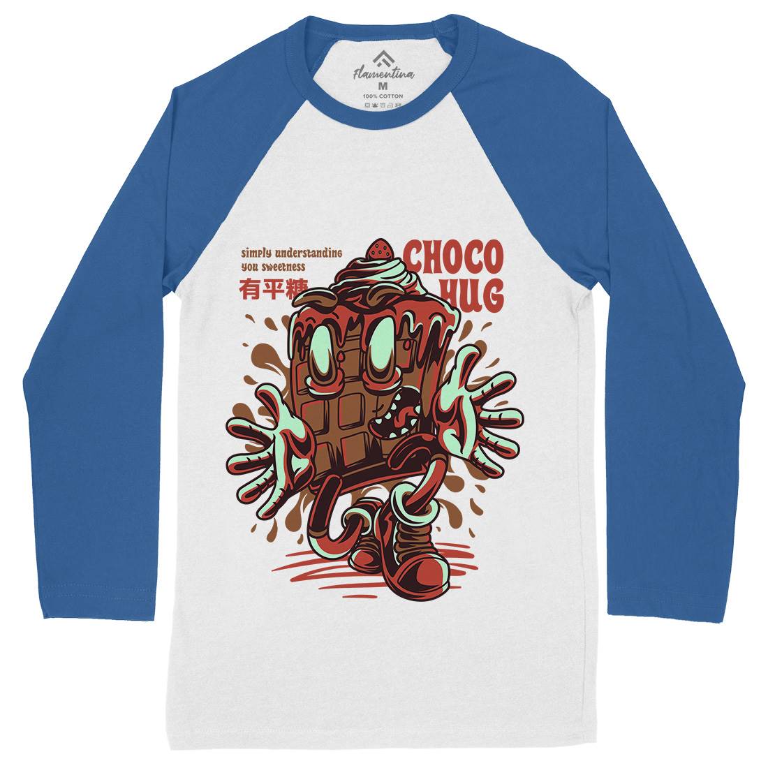 Choco Hug Mens Long Sleeve Baseball T-Shirt Food D725