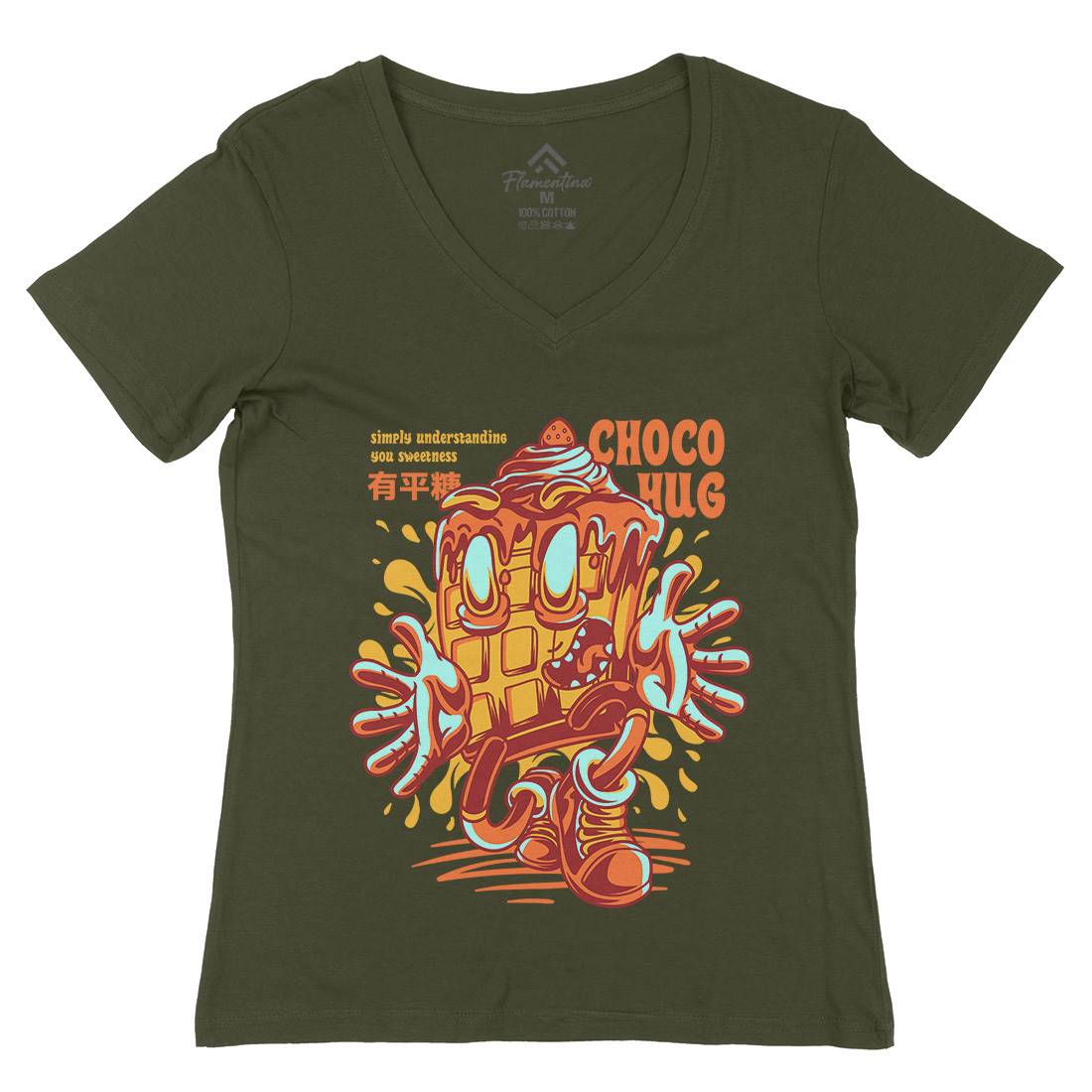 Choco Hug Womens Organic V-Neck T-Shirt Food D725