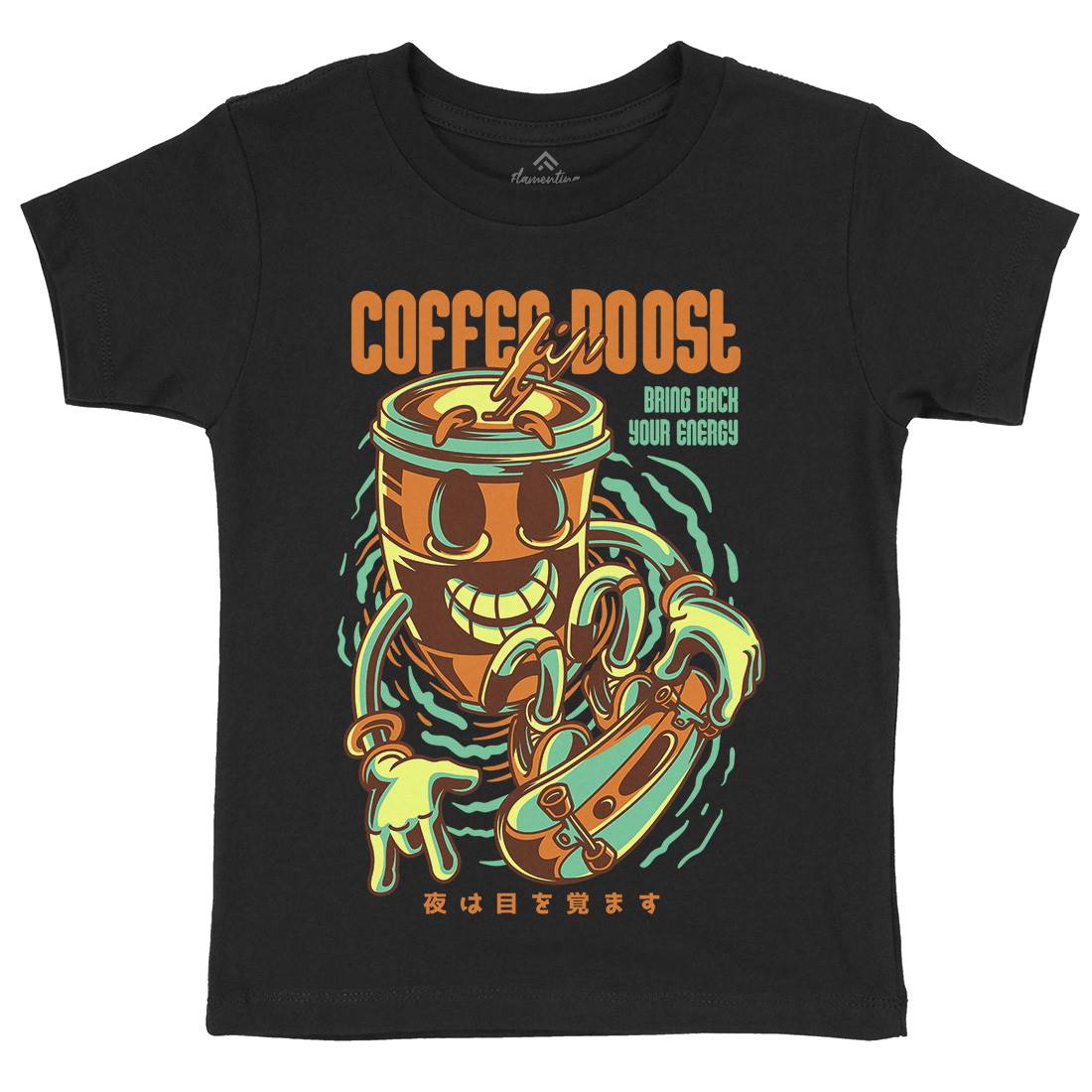 Coffee Boost Kids Organic Crew Neck T-Shirt Drinks D726