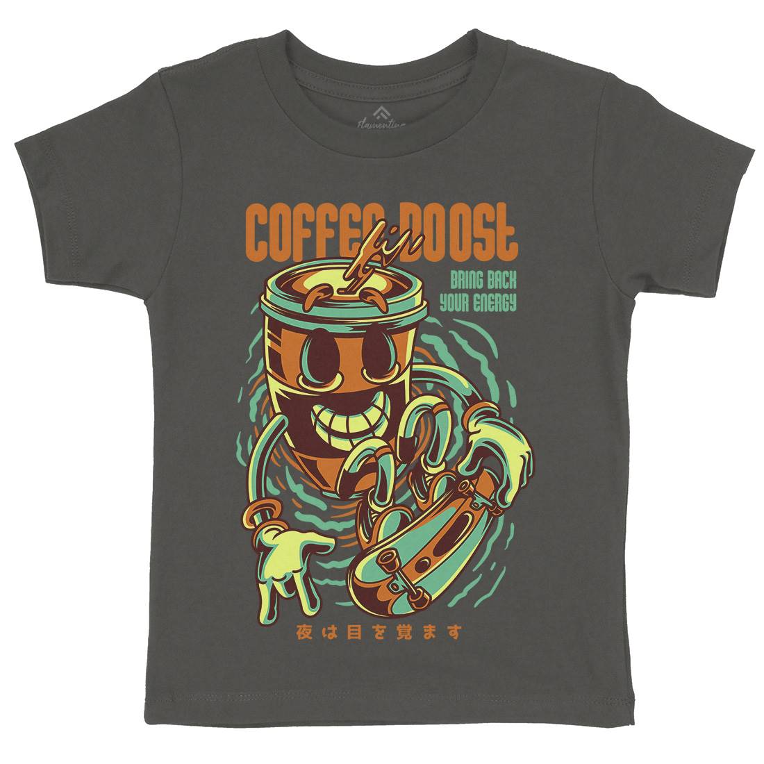 Coffee Boost Kids Organic Crew Neck T-Shirt Drinks D726