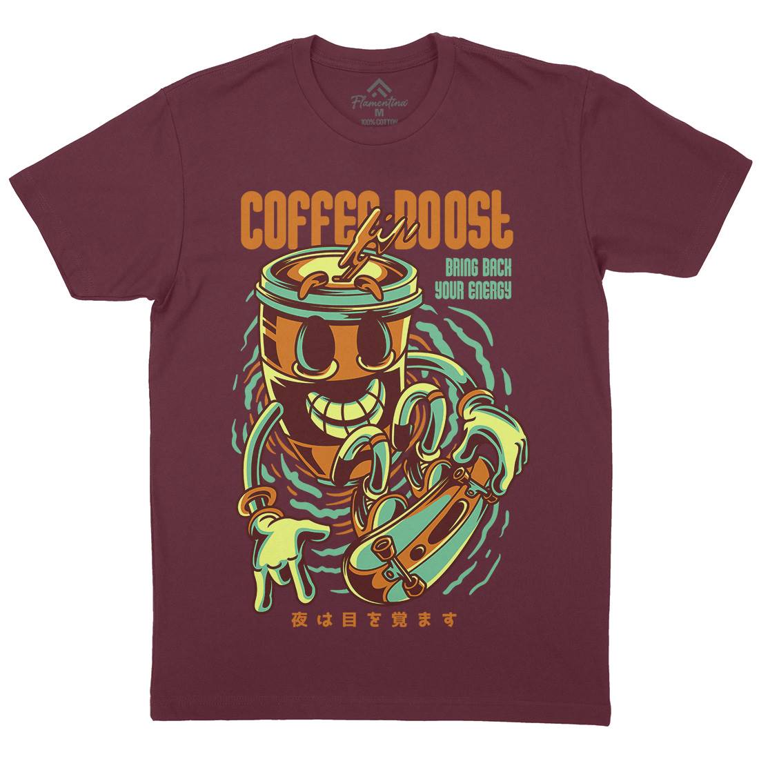 Coffee Boost Mens Organic Crew Neck T-Shirt Drinks D726