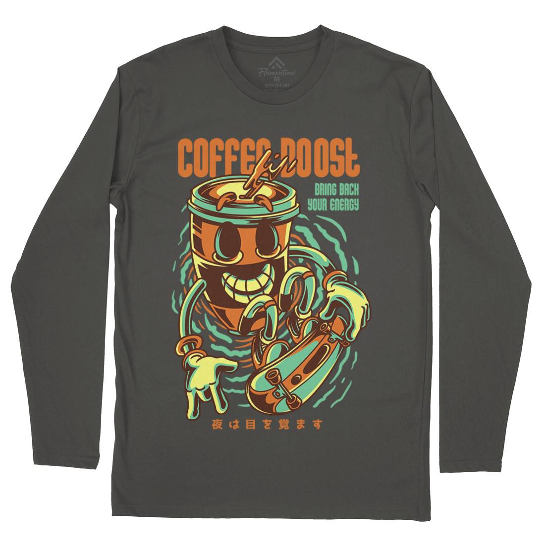 Coffee Boost Mens Long Sleeve T-Shirt Drinks D726