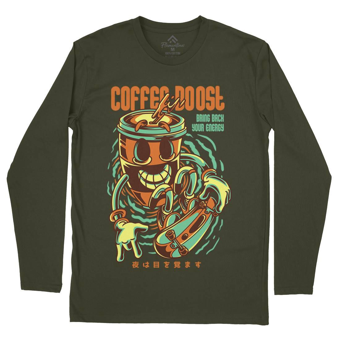 Coffee Boost Mens Long Sleeve T-Shirt Drinks D726