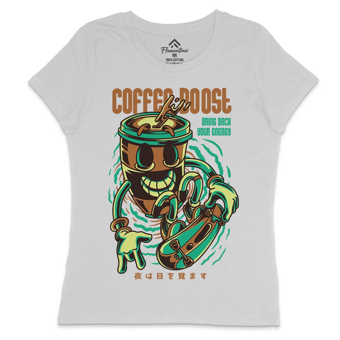 Coffee Boost Womens Crew Neck T-Shirt Drinks D726