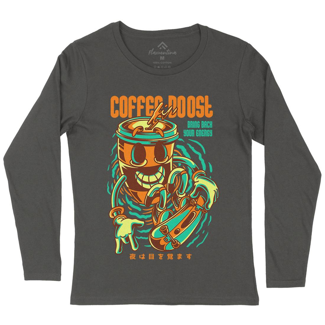 Coffee Boost Womens Long Sleeve T-Shirt Drinks D726