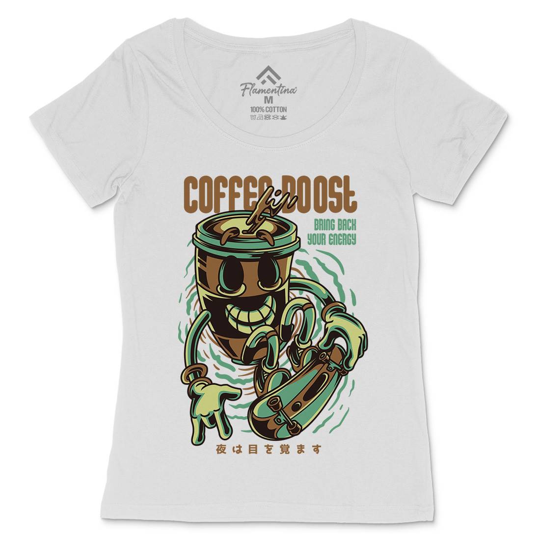 Coffee Boost Womens Scoop Neck T-Shirt Drinks D726
