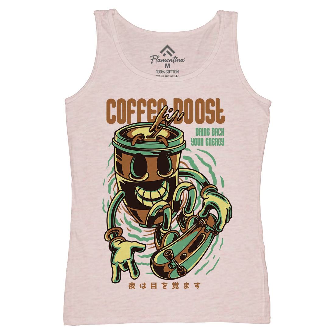 Coffee Boost Womens Organic Tank Top Vest Drinks D726