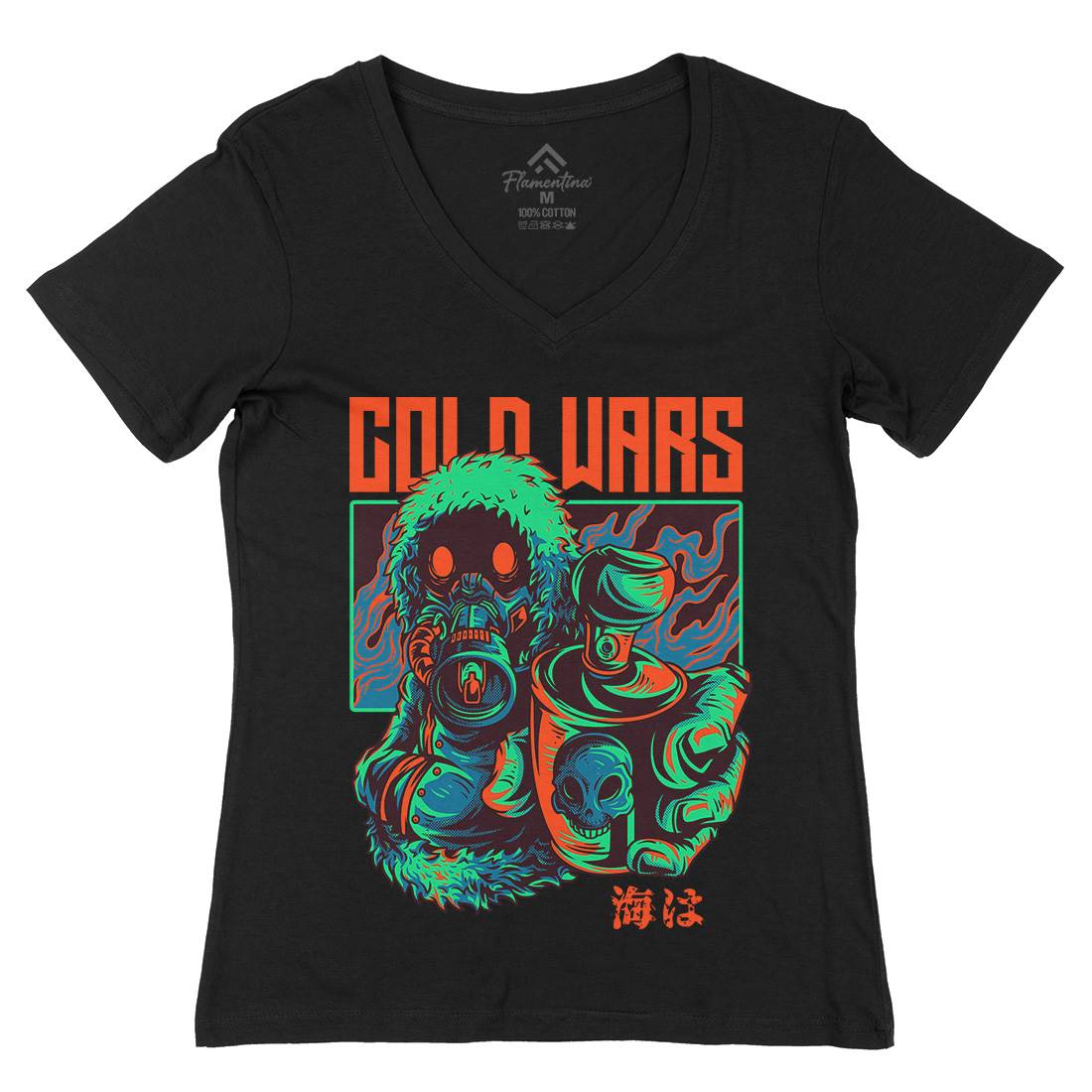 Cold Wars Womens Organic V-Neck T-Shirt Graffiti D727