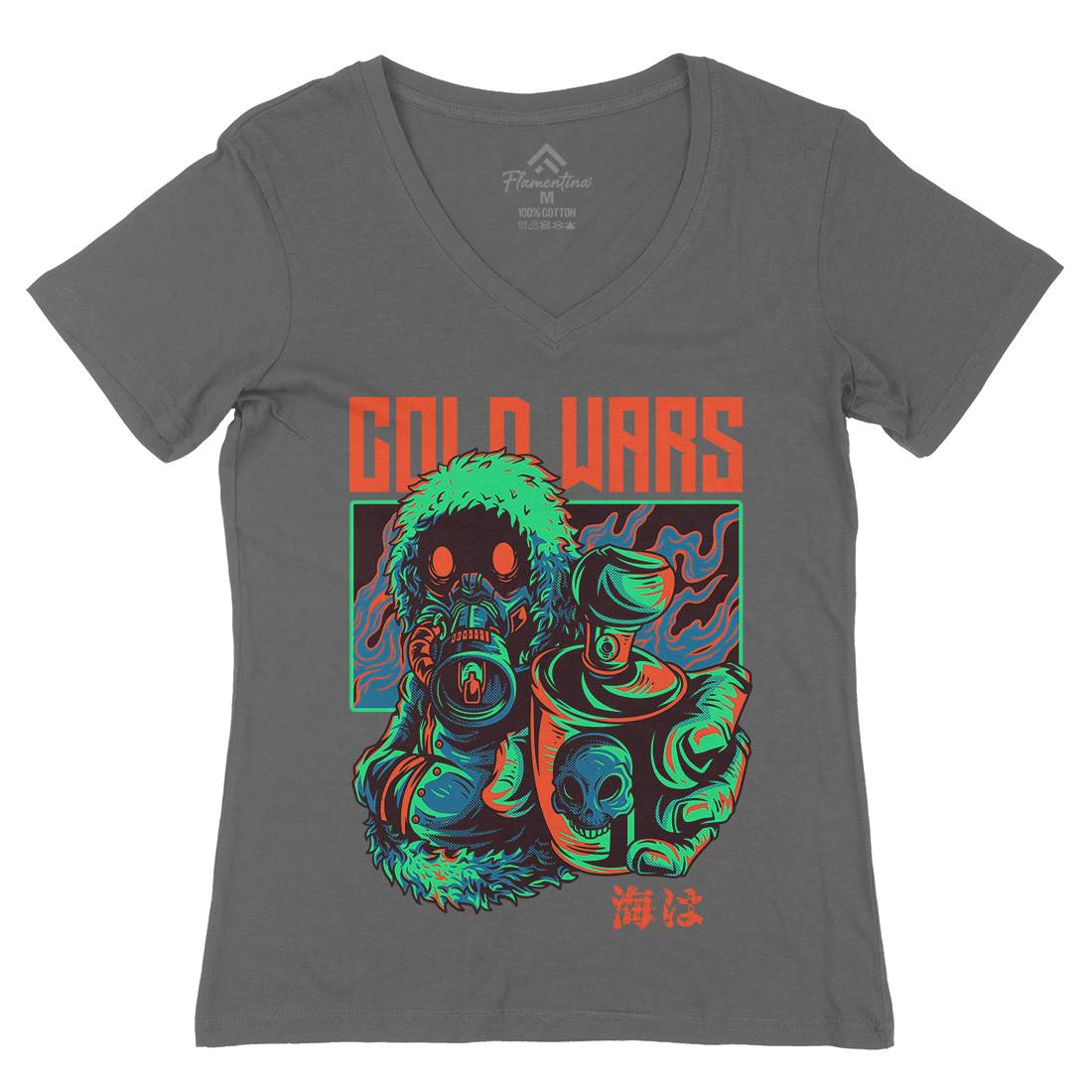 Cold Wars Womens Organic V-Neck T-Shirt Graffiti D727