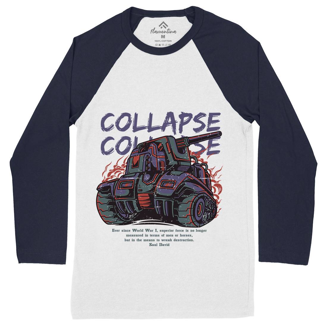 Collapse Mens Long Sleeve Baseball T-Shirt Army D728