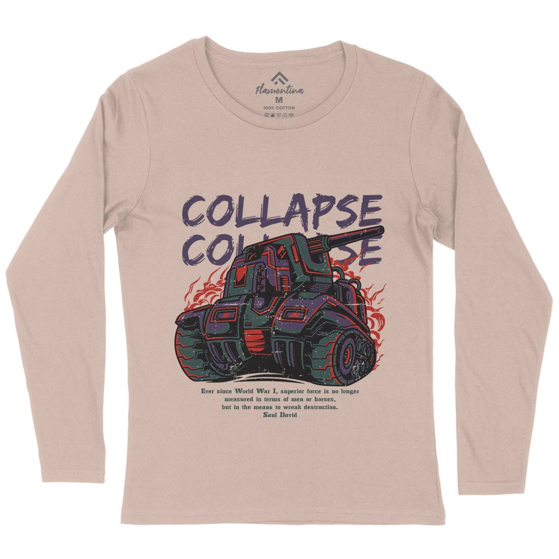Collapse Womens Long Sleeve T-Shirt Army D728