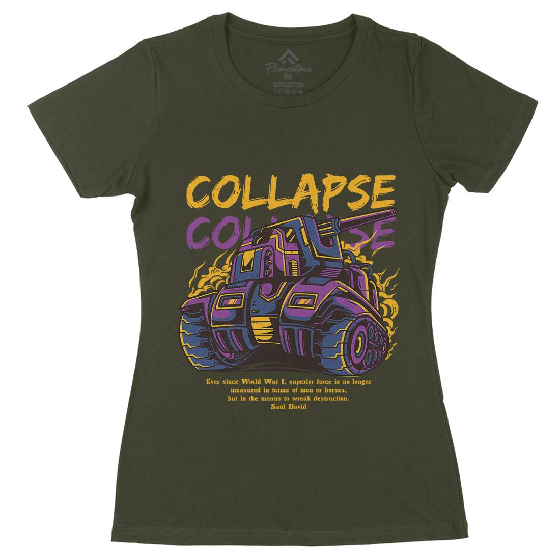 Collapse Womens Organic Crew Neck T-Shirt Army D728