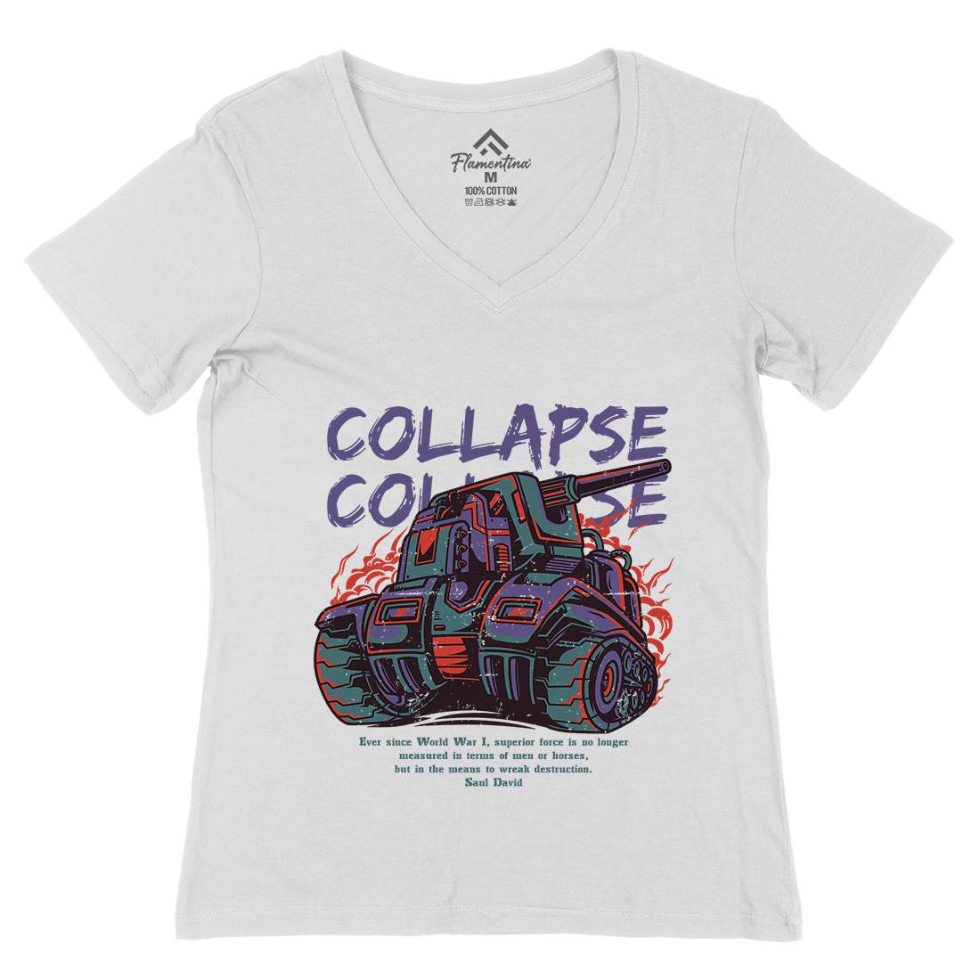 Collapse Womens Organic V-Neck T-Shirt Army D728