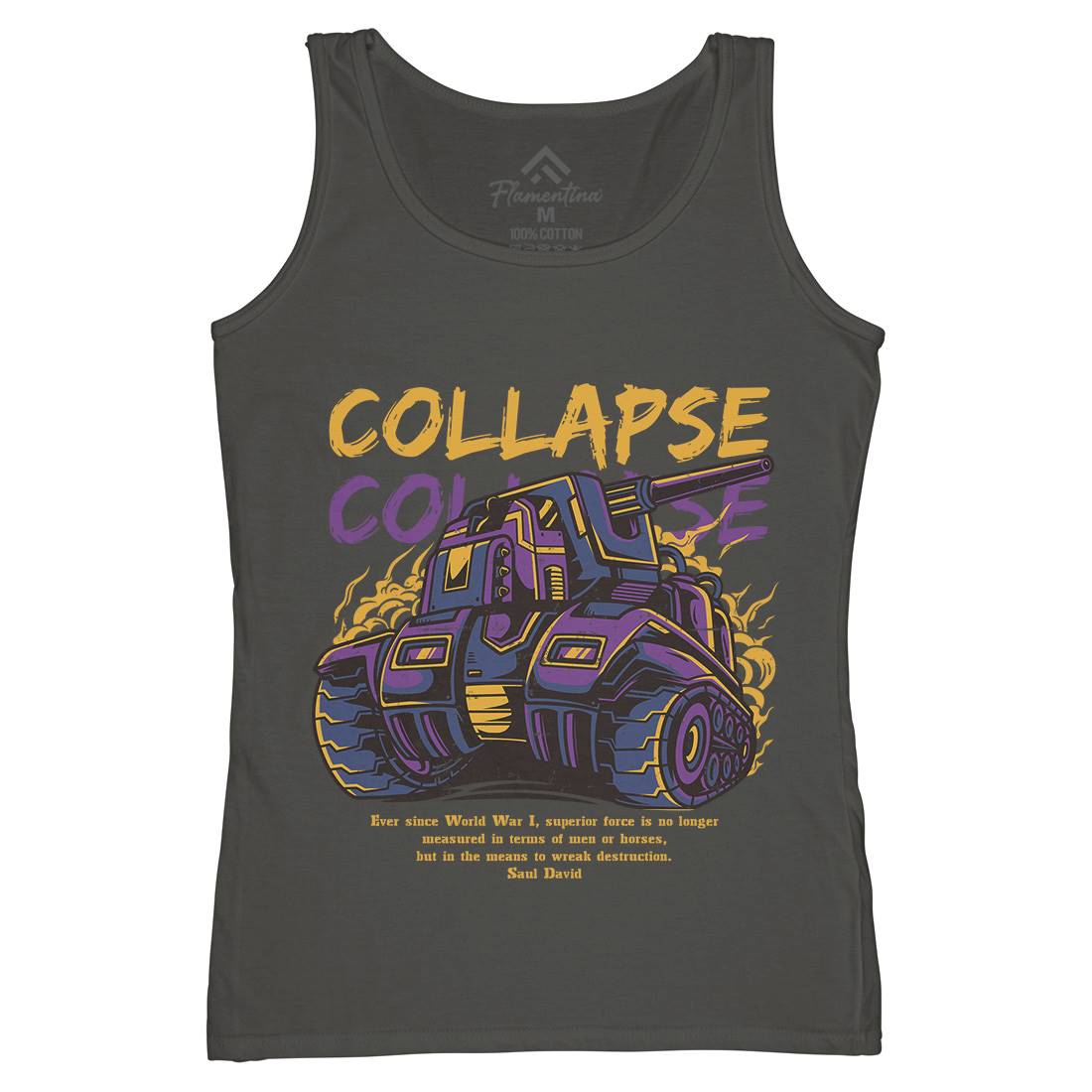 Collapse Womens Organic Tank Top Vest Army D728
