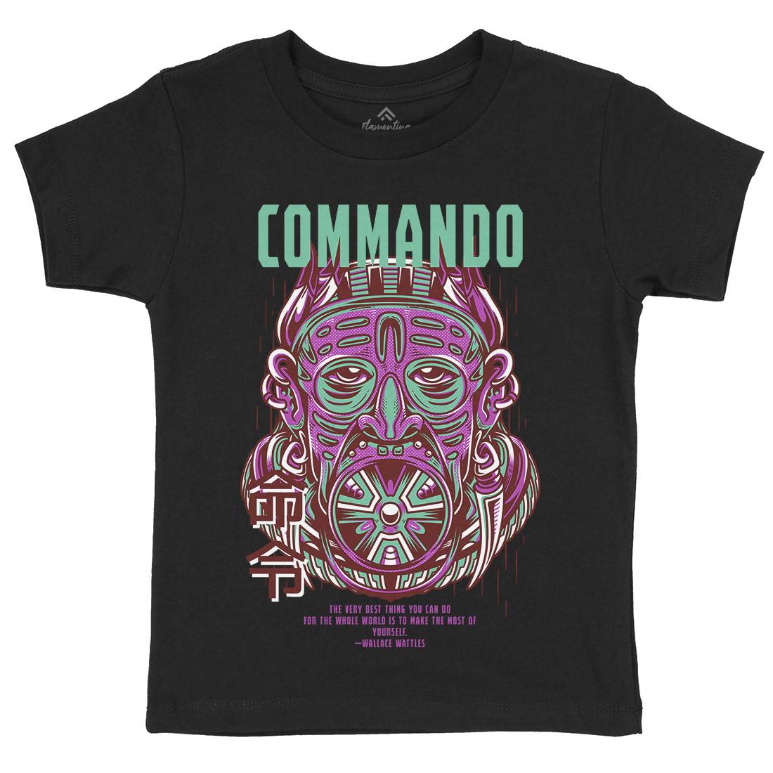 Commando Kids Crew Neck T-Shirt Army D731