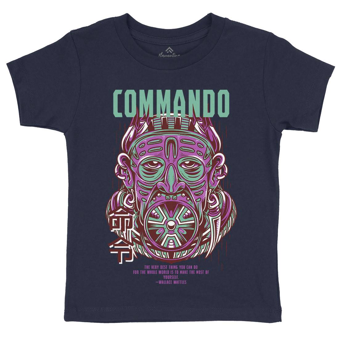 Commando Kids Organic Crew Neck T-Shirt Army D731