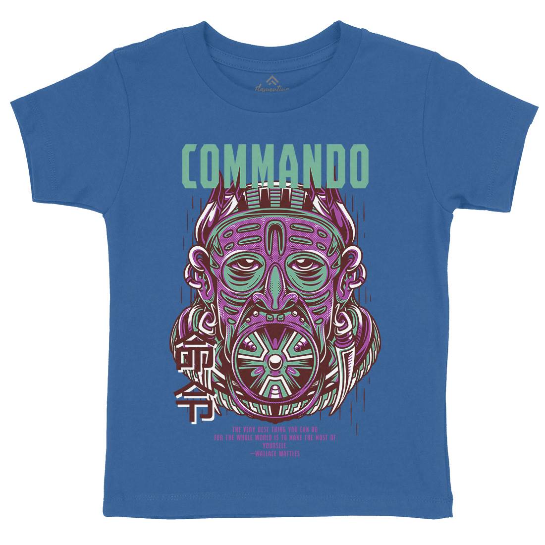 Commando Kids Organic Crew Neck T-Shirt Army D731