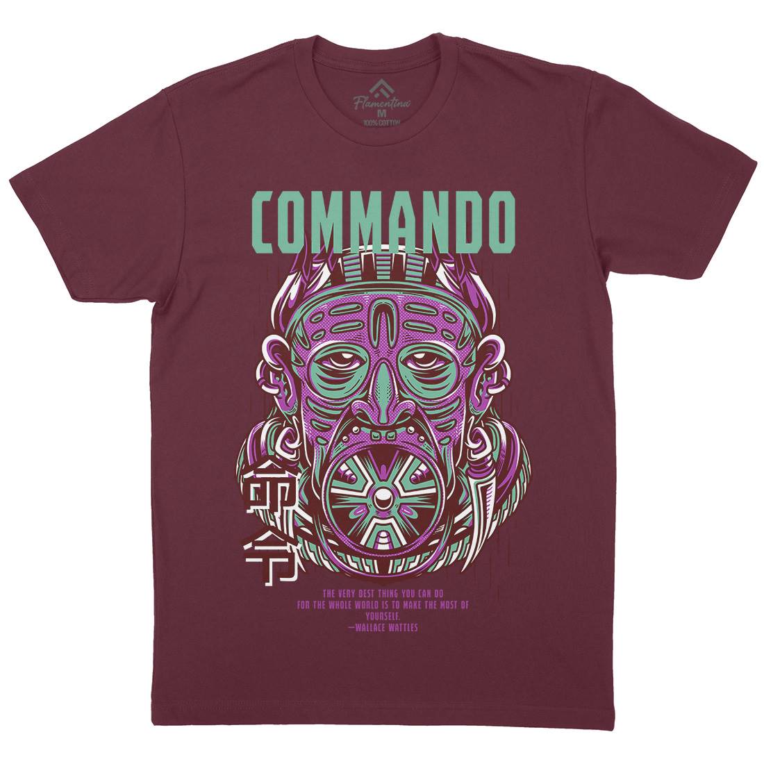 Commando Mens Organic Crew Neck T-Shirt Army D731