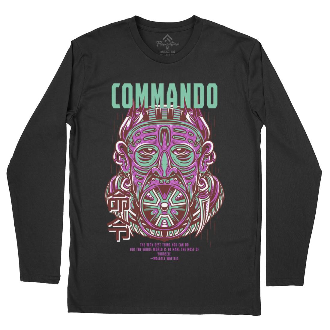 Commando Mens Long Sleeve T-Shirt Army D731