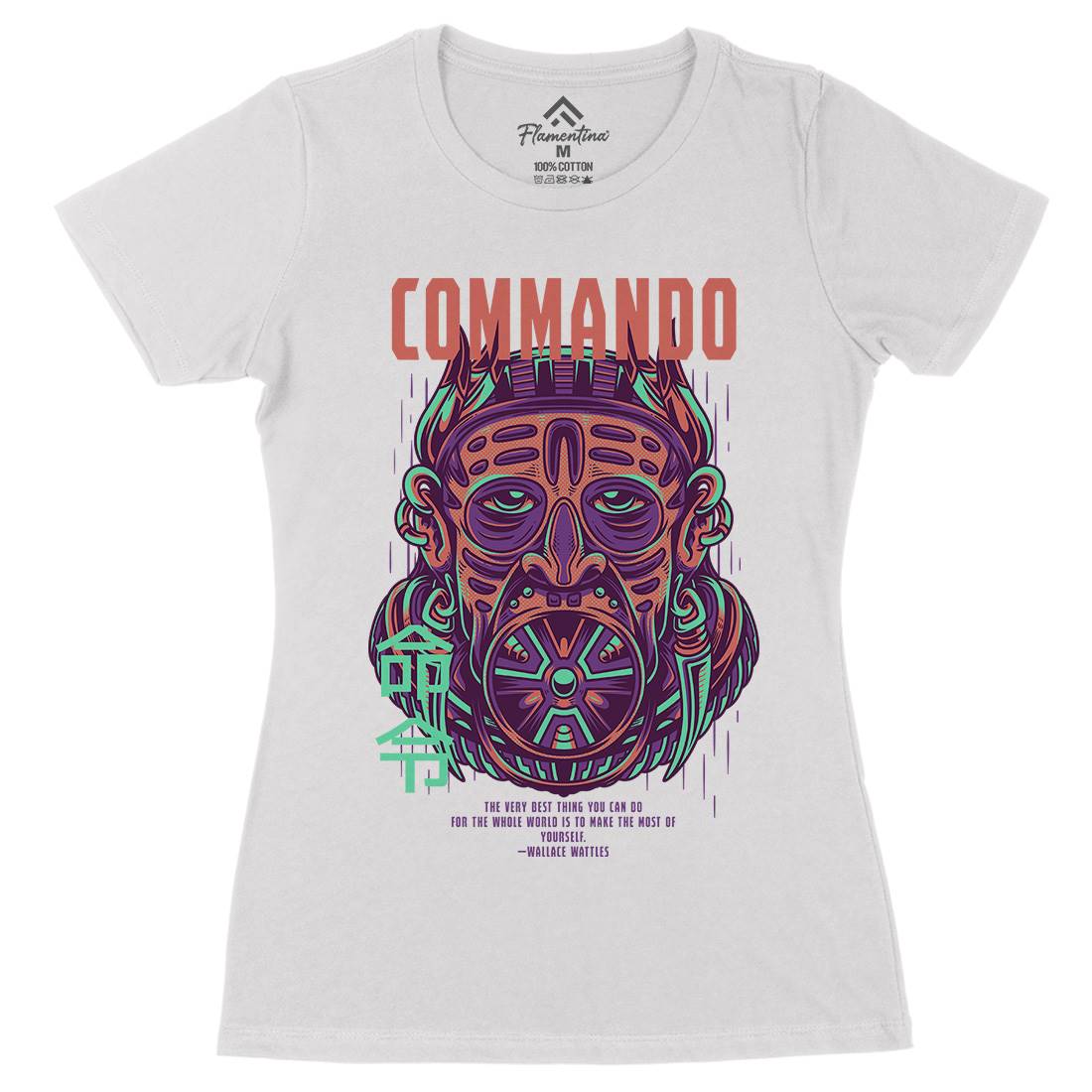 Commando Womens Organic Crew Neck T-Shirt Army D731