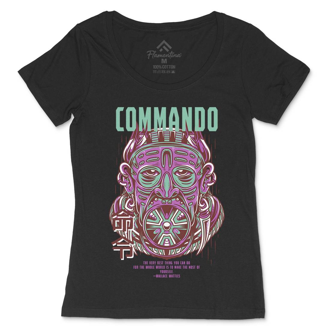 Commando Womens Scoop Neck T-Shirt Army D731