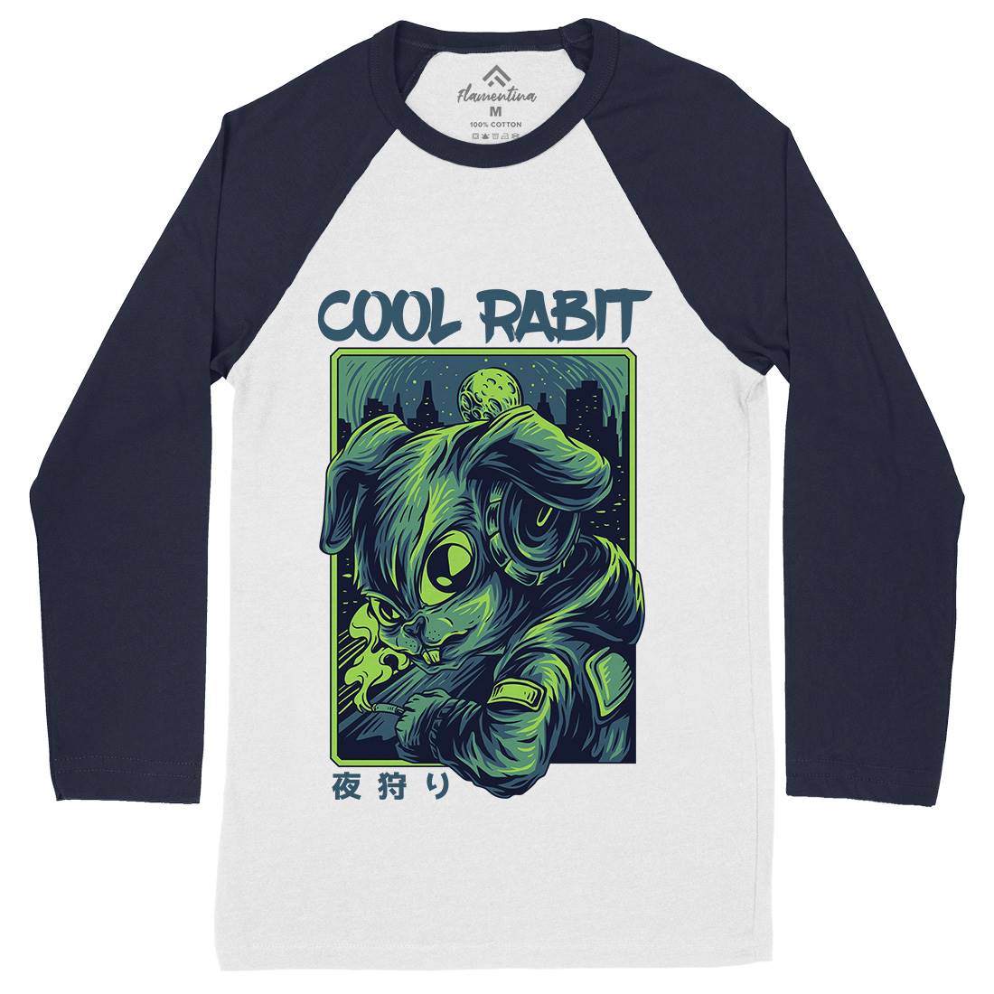 Cool Rabbit Mens Long Sleeve Baseball T-Shirt Space D733