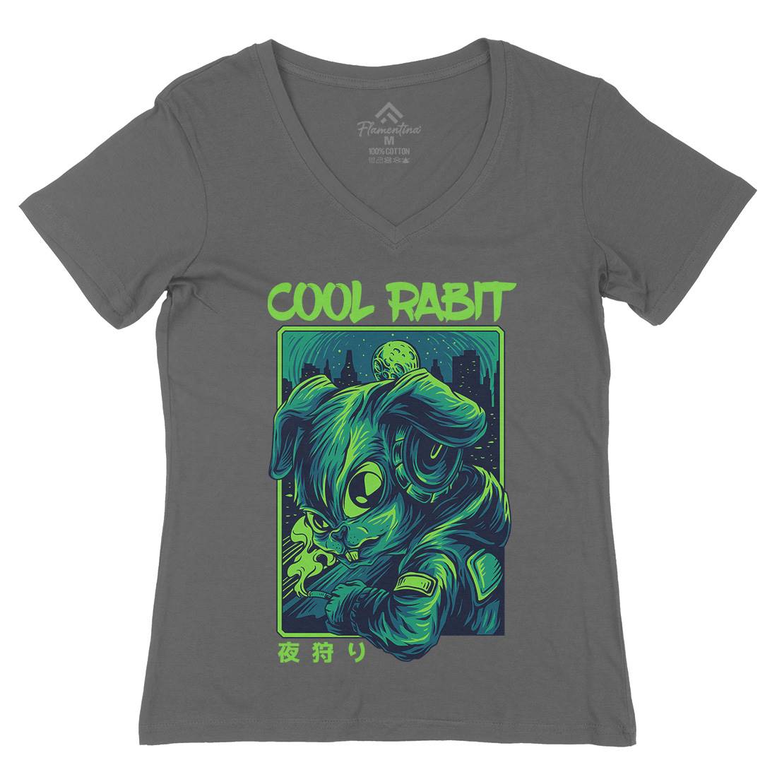 Cool Rabbit Womens Organic V-Neck T-Shirt Space D733