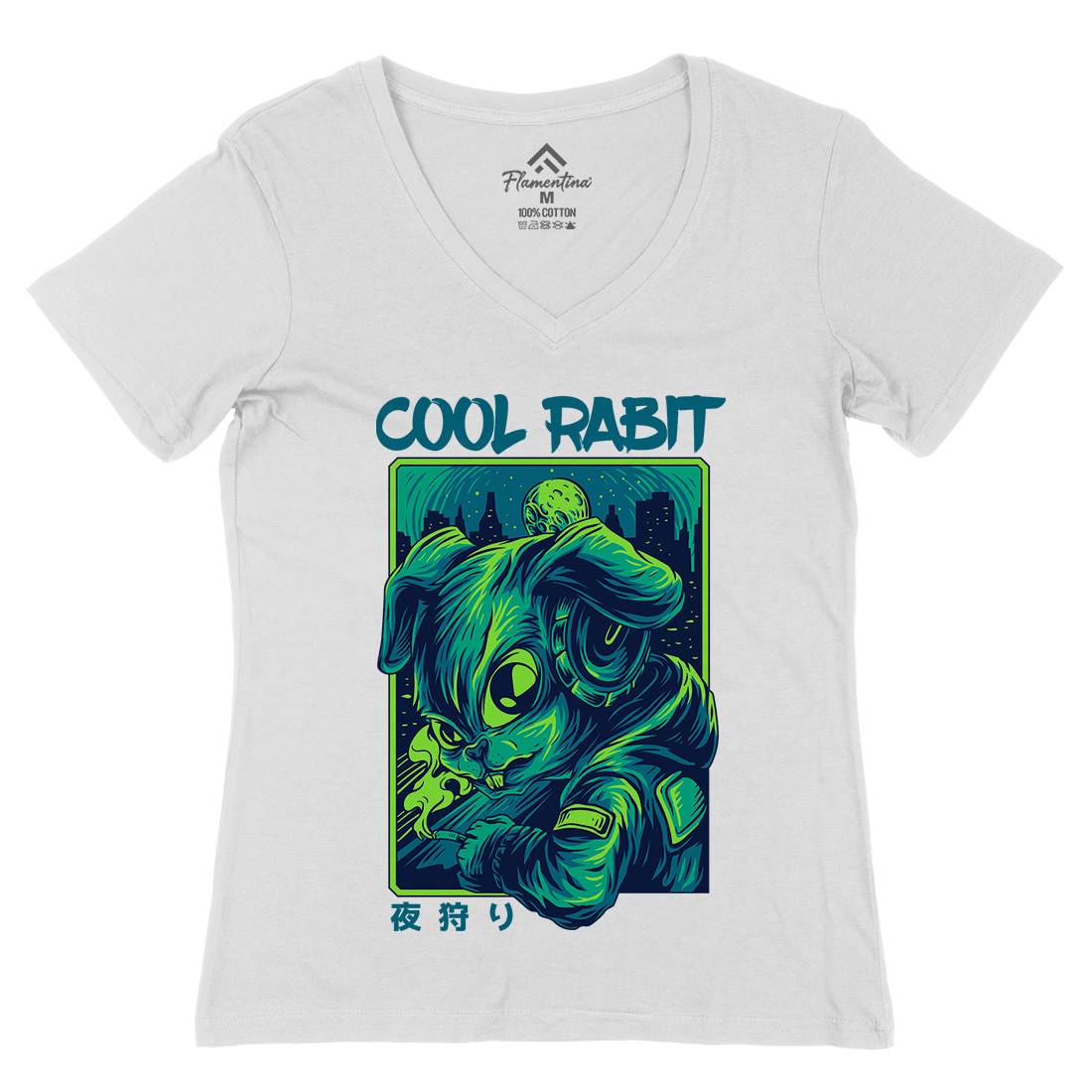 Cool Rabbit Womens Organic V-Neck T-Shirt Space D733