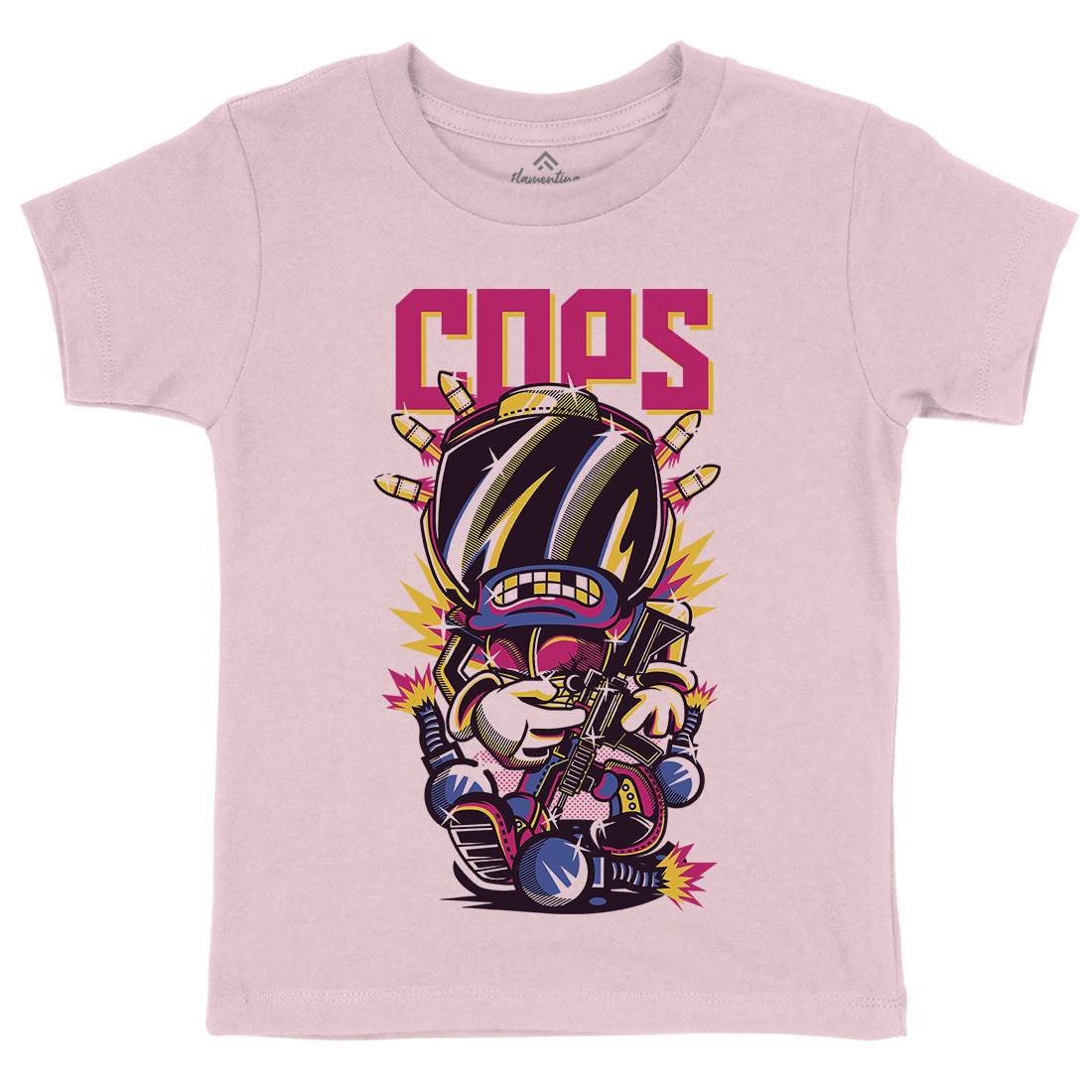 Cops Kids Crew Neck T-Shirt Space D734
