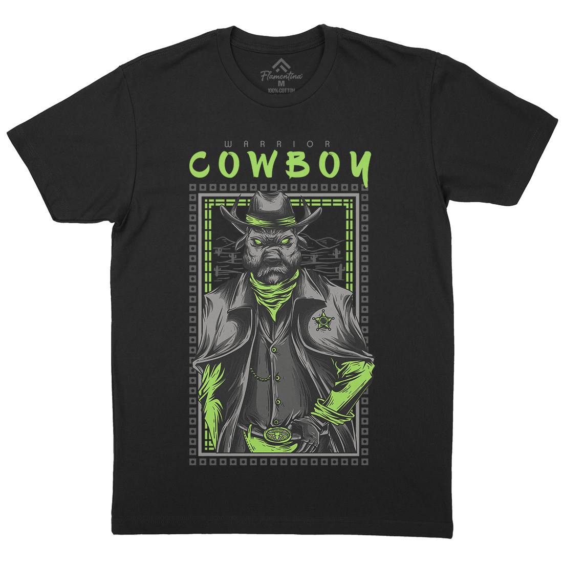 Cowboy Warrior Mens Crew Neck T-Shirt American D735