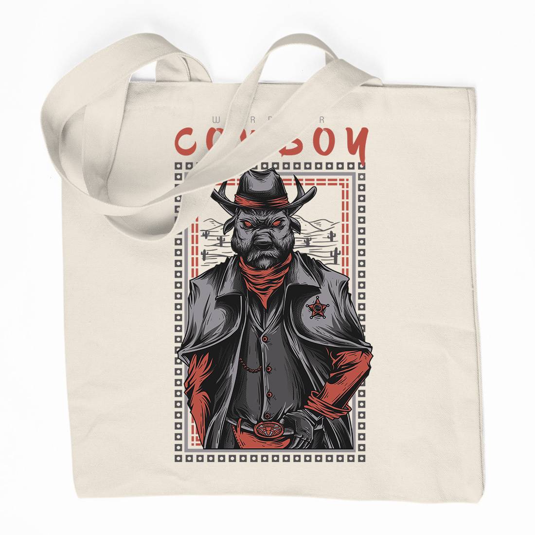 Cowboy Warrior Organic Premium Cotton Tote Bag American D735