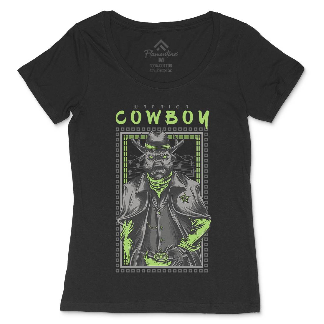 Cowboy Warrior Womens Scoop Neck T-Shirt American D735