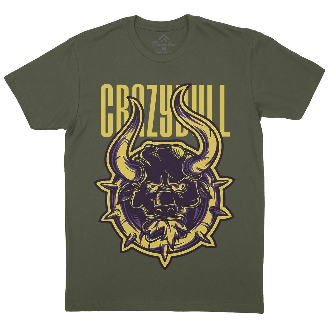 Crazy Bull Mens Crew Neck T-Shirt Animals D736