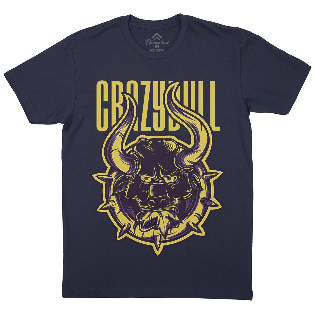Crazy Bull Mens Organic Crew Neck T-Shirt Animals D736