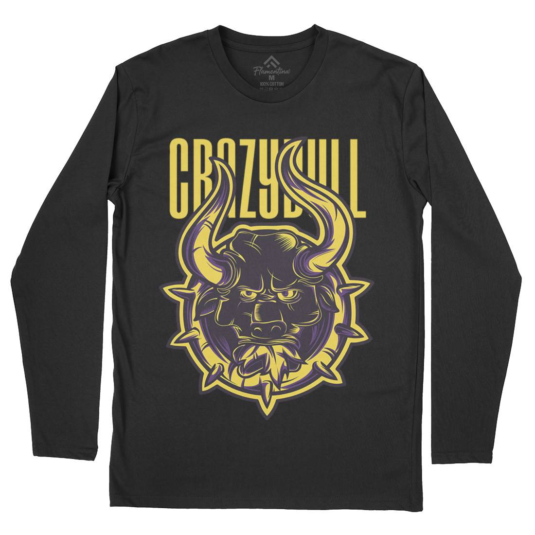 Crazy Bull Mens Long Sleeve T-Shirt Animals D736