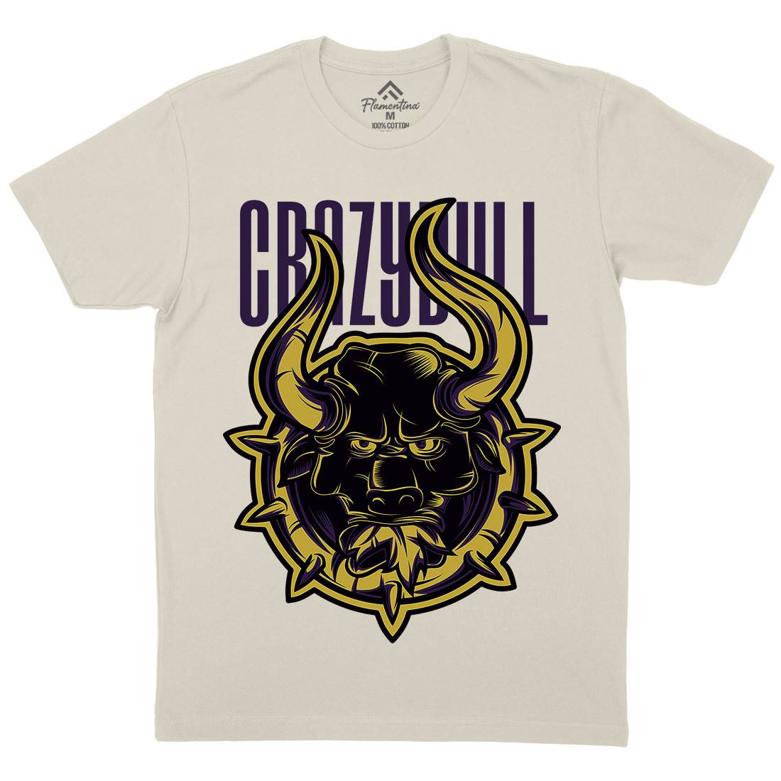 Crazy Bull Mens Organic Crew Neck T-Shirt Animals D736