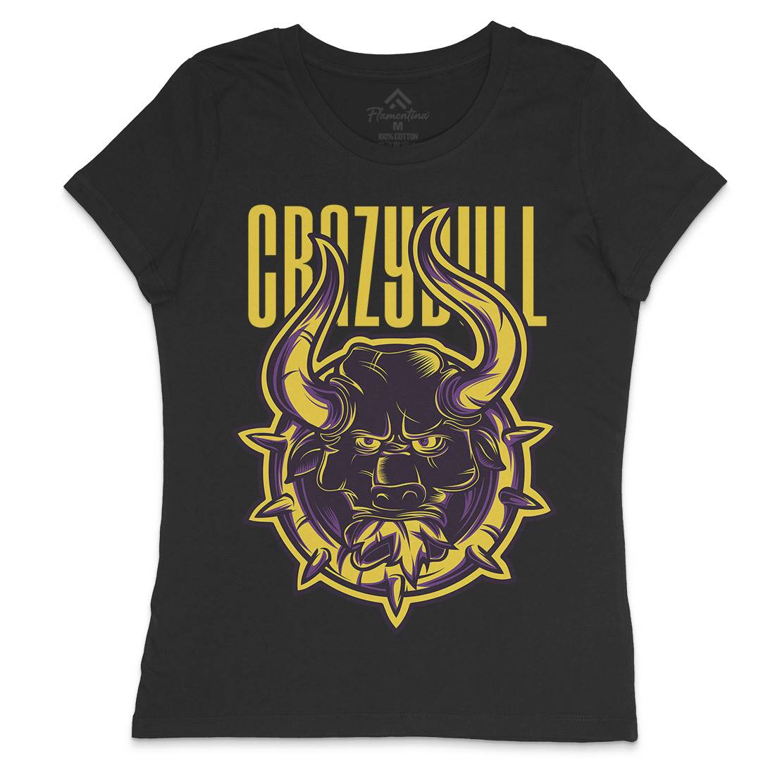 Crazy Bull Womens Crew Neck T-Shirt Animals D736