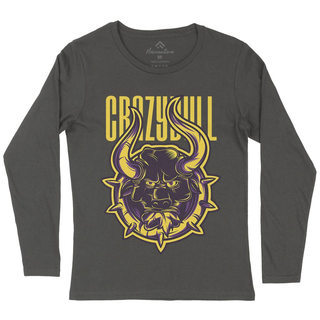 Crazy Bull Womens Long Sleeve T-Shirt Animals D736