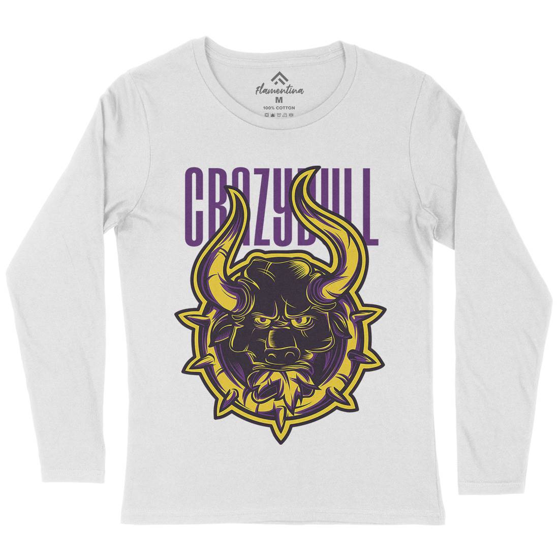 Crazy Bull Womens Long Sleeve T-Shirt Animals D736