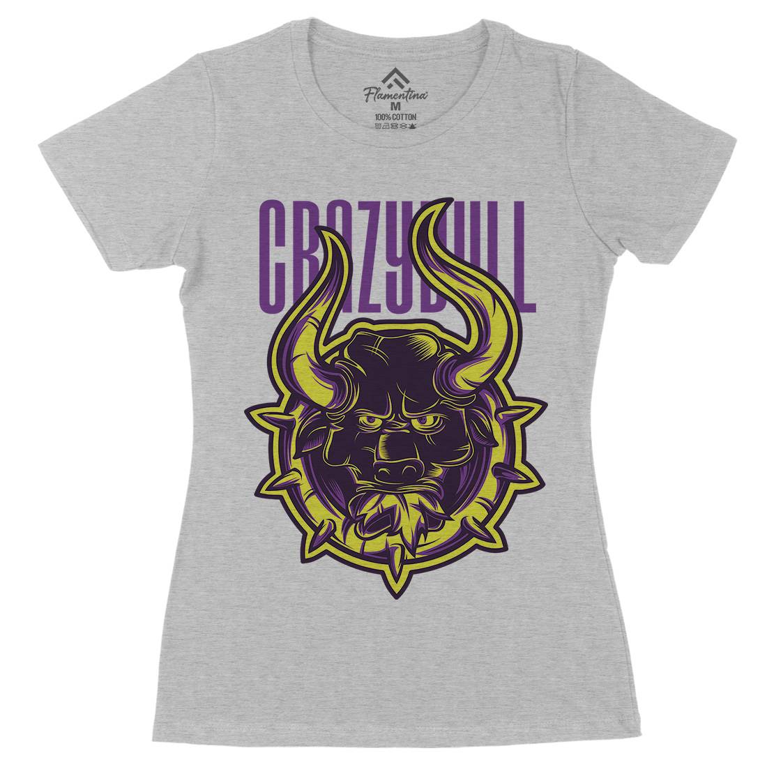 Crazy Bull Womens Organic Crew Neck T-Shirt Animals D736